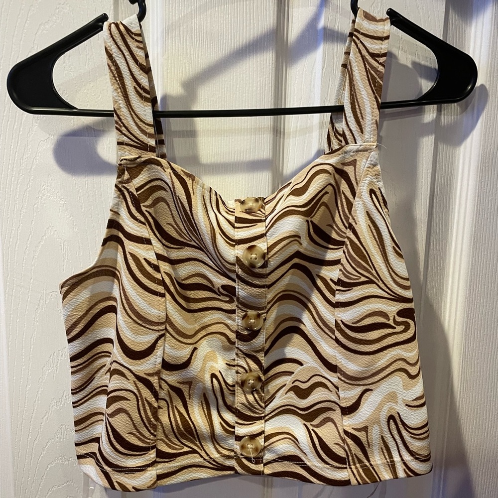 Brown and white cropped tank top